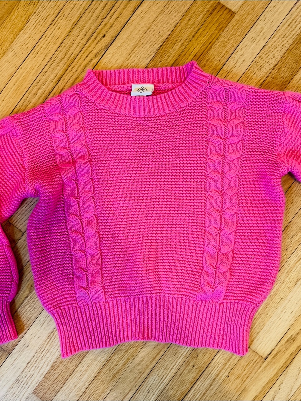 St. John's Bay Hot Pink Cable-Knit Crewneck Sweater